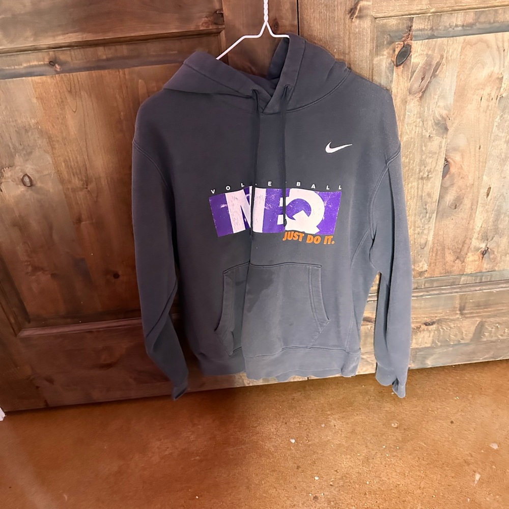 Nike Charcoal Hoodie with Purple and Orange Design